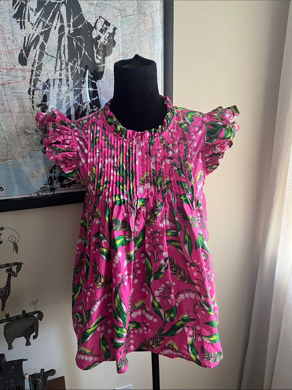 Printfresh When In Doubt Ruffle Blouse S Pink Lilly of the Valley Organic Cotton - Picture 6 of 8